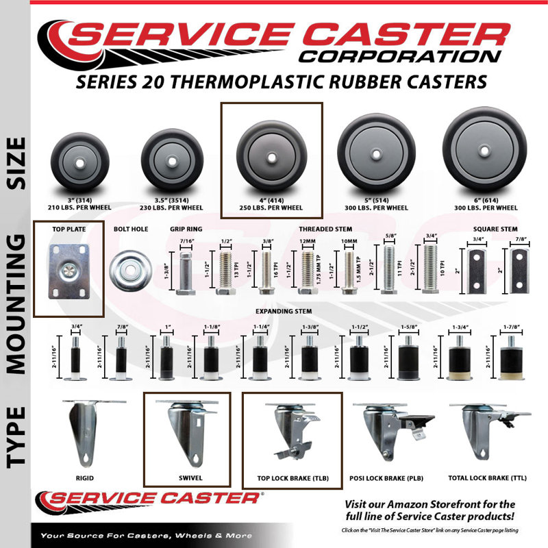 Roulettes de rechange de service pour roulettes Uline H-5537SWB