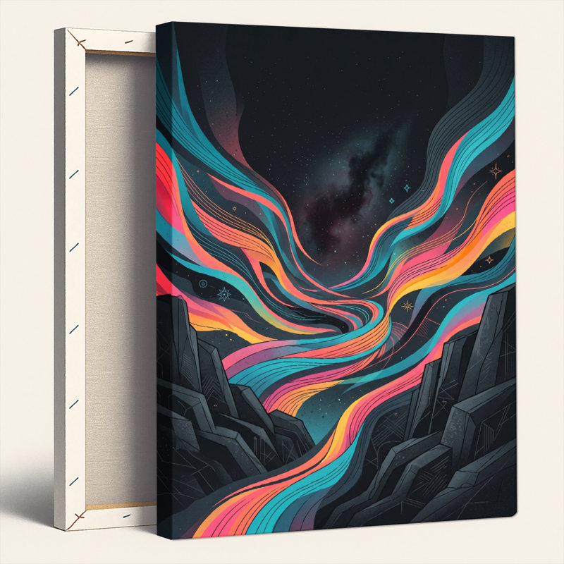 Ensemble de 1 tableau sur toile « Vagues cosmiques », 40"H x 28"W, Toile tendue