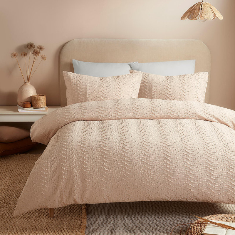 100% Recycled Polyester Geometric Duvet Cover Set with Pillowcases, Super King Duvet Cover + 2 Standard Pillowcases