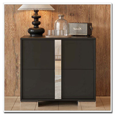 23.3" Mirrored Nightstand with 2 Drawers