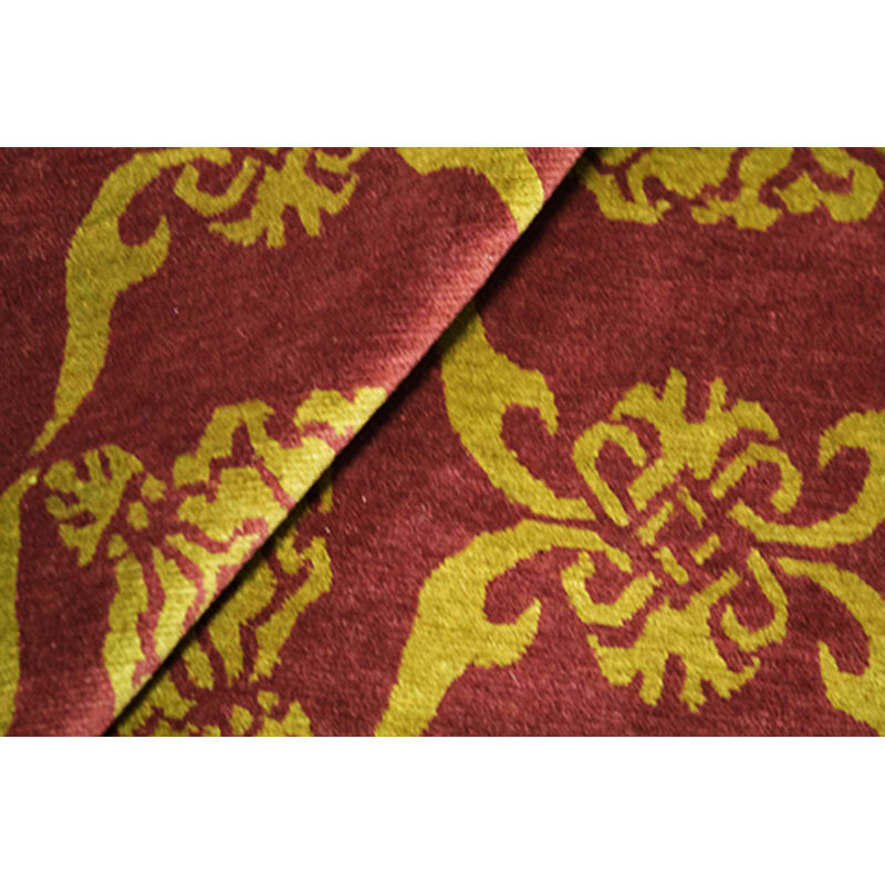 Hand-Knotted High-Quality Red and Yellow Area Rug