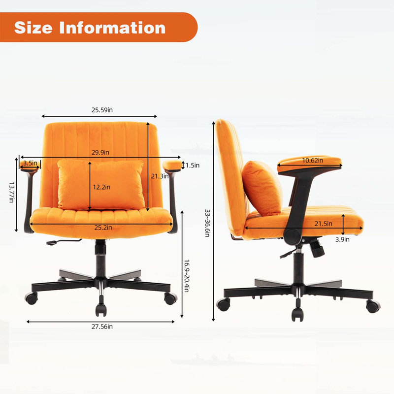 Chaise de bureau ergonomique à roulettes, Orange