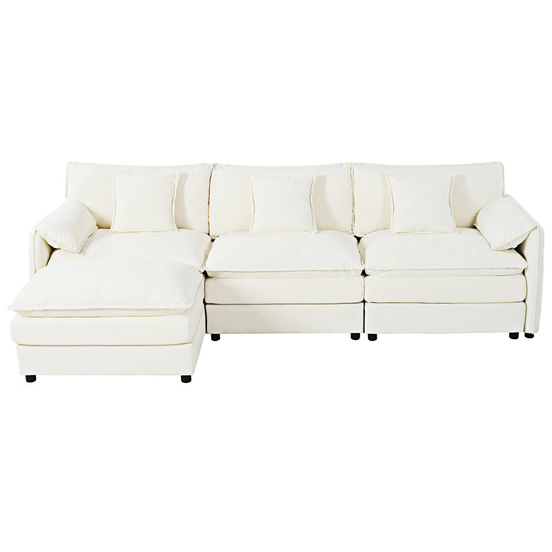 Modular Sectional Sofa Couch With Movable Ottoman