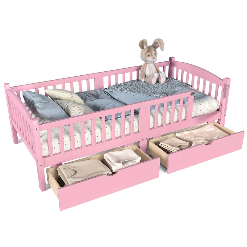 Lit plateforme rose avec lit simple TG