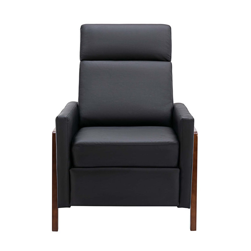 Latyra Faux Leather Recliner, Black Faux Leather