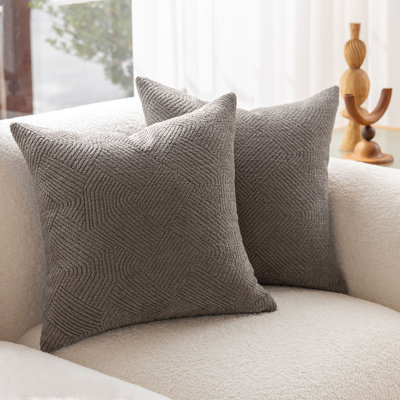 Boucle Throw Pillow Cover 18X18 Inches, Soft Textured Chenille Decorative Cushion Case For Sofa Bed Couch, Modern Minimalist Neutral Farmhouse Home Decor, Taupe