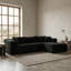 Linen Fabric Sectional Sofa Self-Expanding Instant Setup, 3-Seat L-Shaped Couch With Chaise For Living Room, Beige/Black/Gray-300626630