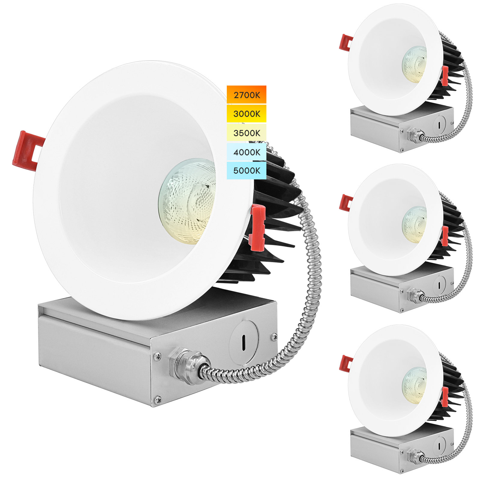RUN BISON 8-Pack 8 In. CCT Selectable 2700LM New Construction Remodel IC Rated Integrated LED Recessed Light Commercial Downlight Ht Us Iccdr8 827 277 30112 B 8pk