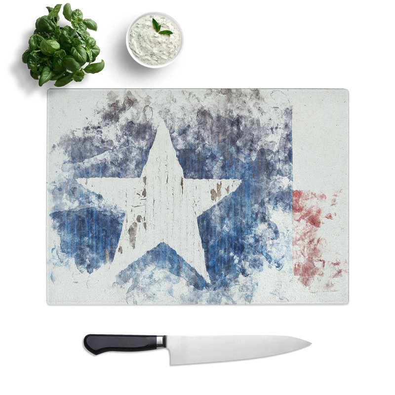 Tempered Glass Flag of Texas Chopping Board, 20 cm x 28.5 cm
