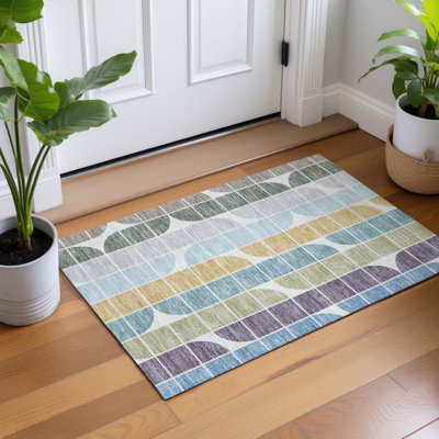 Tapis Mid-Century moderne lavable à la machine intérieur / extérieur Lockway ACN2418
