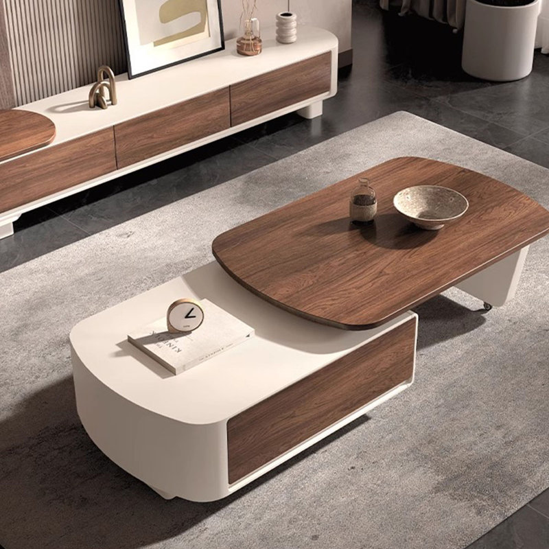 Walnut + Beige Manufactured Wood TVStands