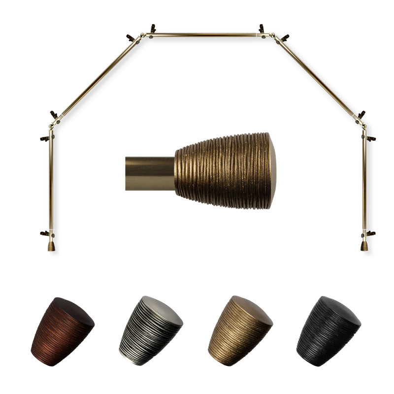 Tringle à rideau simple en métal et fenêtre réglable en résine de 0,81 po Danera, Laiton antique, 28 po à 48 po (chaque côté)