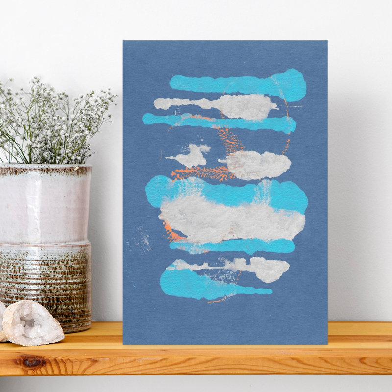 Abstrait contemporain abstrait bleu fluide, 18" H x 12" W