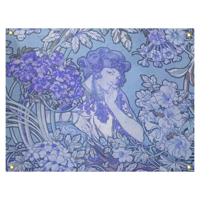 Femme entre des fleurs tapisserie Magdaleno