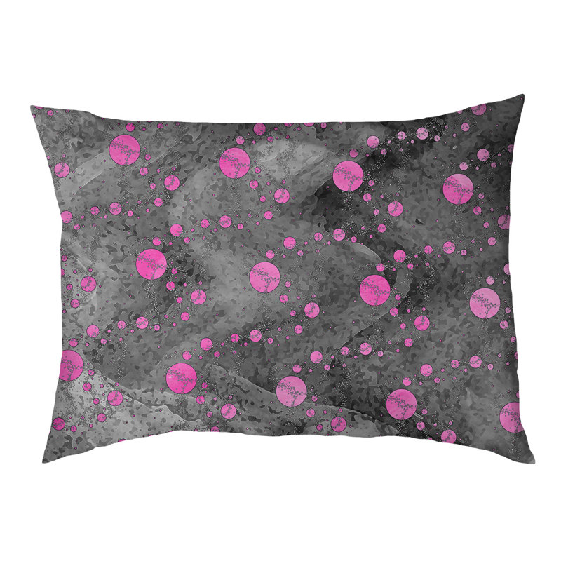 Coussin d'extérieur pour chien Byrge Planets Stars, Très grand (l 52 po x P 42 po x H 17 po), Rose/noir