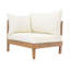 Ensemble modulaire d'extérieur modulaire en bois d'acacia avec coussins épais pour un salon de patio flexible et un confort durable.