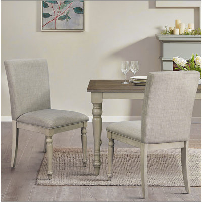 Upholstered Dining Chair with Turned Wood Legs Set of 2