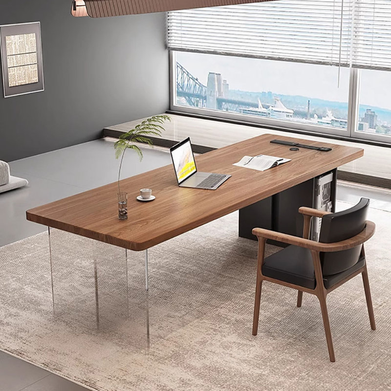 Bureau d'ordinateur moderne en bois massif, H 29,5 po x l 70,9 po x P 31,5 po