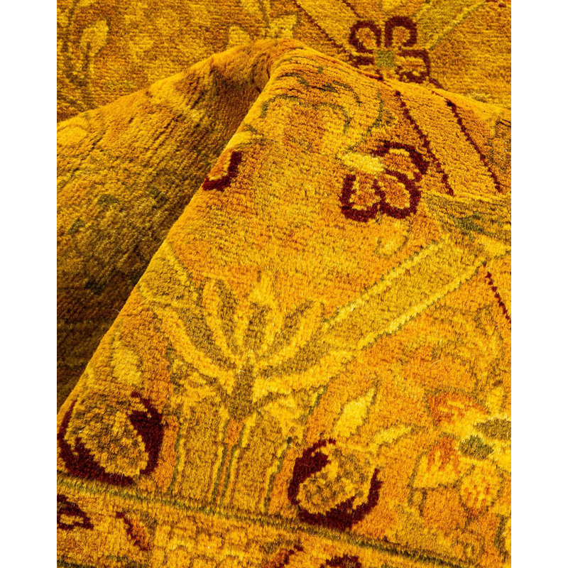 Hand-Knotted Yellow Wool Runner Rug 2' 6" x 9' 5"