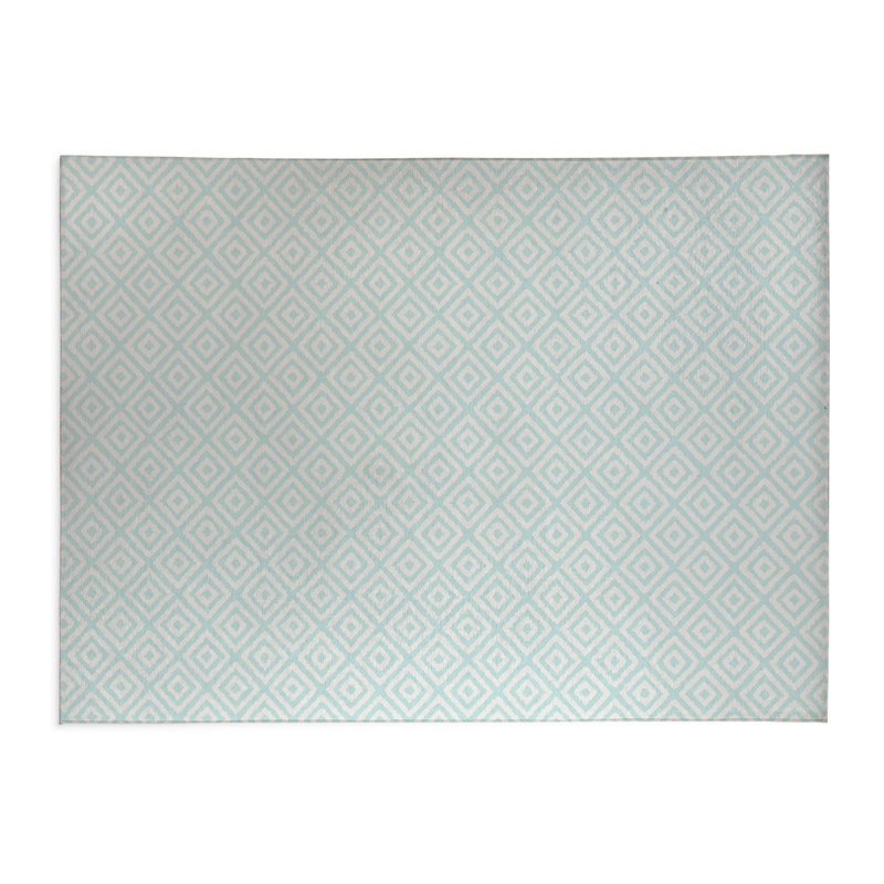 Ikat Grunge Indoor Doormat, 60" W x 84" L, Light Blue
