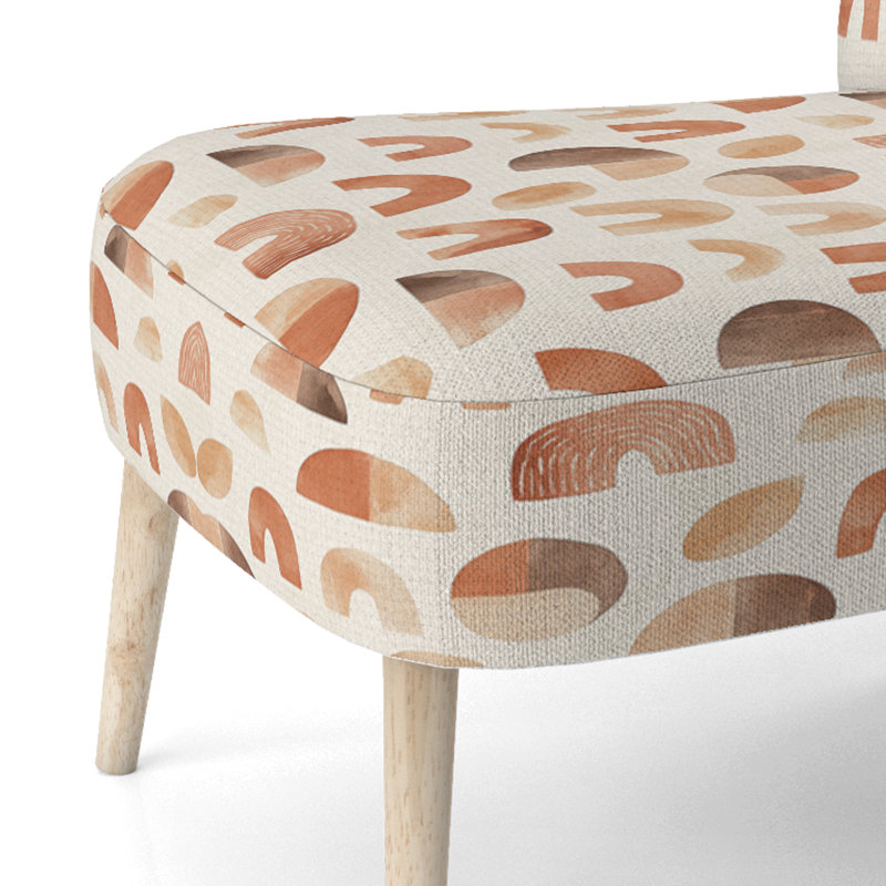 Fauteuil d'appoint abstrait - Fauteuil d'appoint Boho Terra Shapes en velours orange, Chaise d'appoint sans accoudoirs