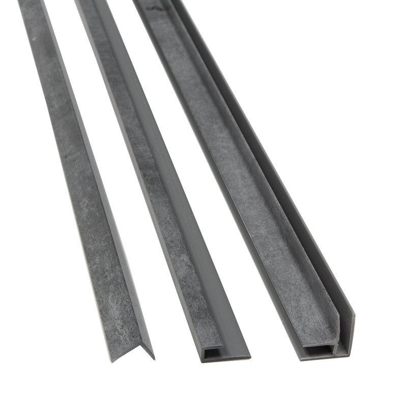 Cracked Slate Gray Vinyl Shower Surround Kit with Accessories