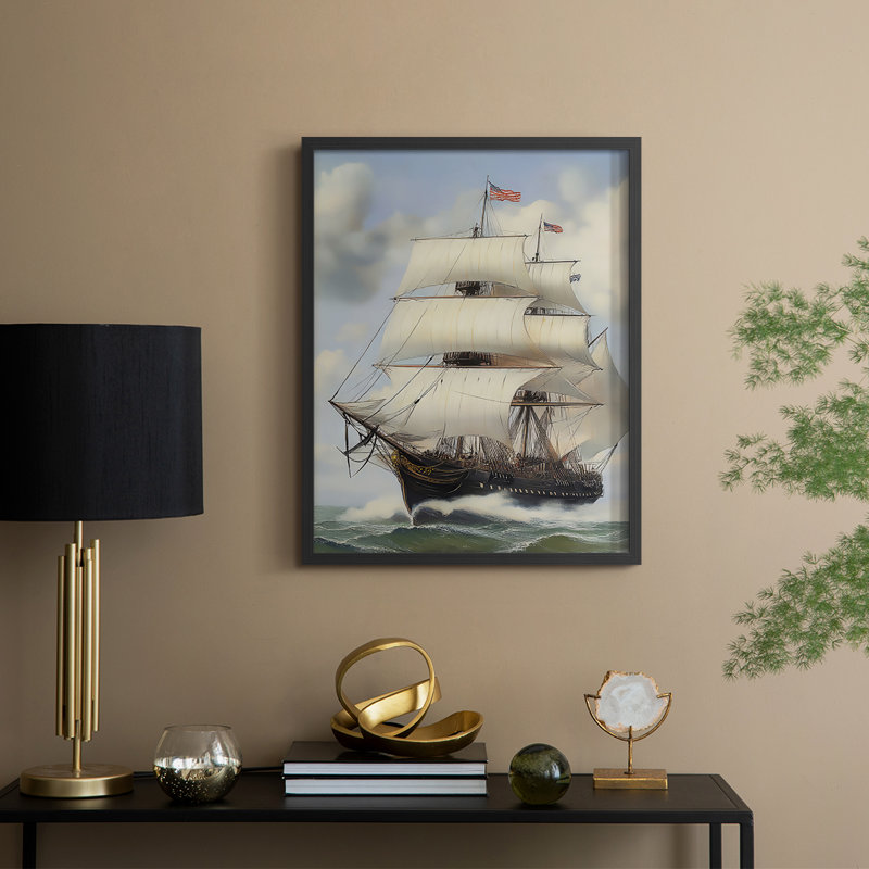 NAUTICAL Series LIX, reproduction encadrée - bois massif, Noir, noir, noir, noir, H 11 po x l 9 po
