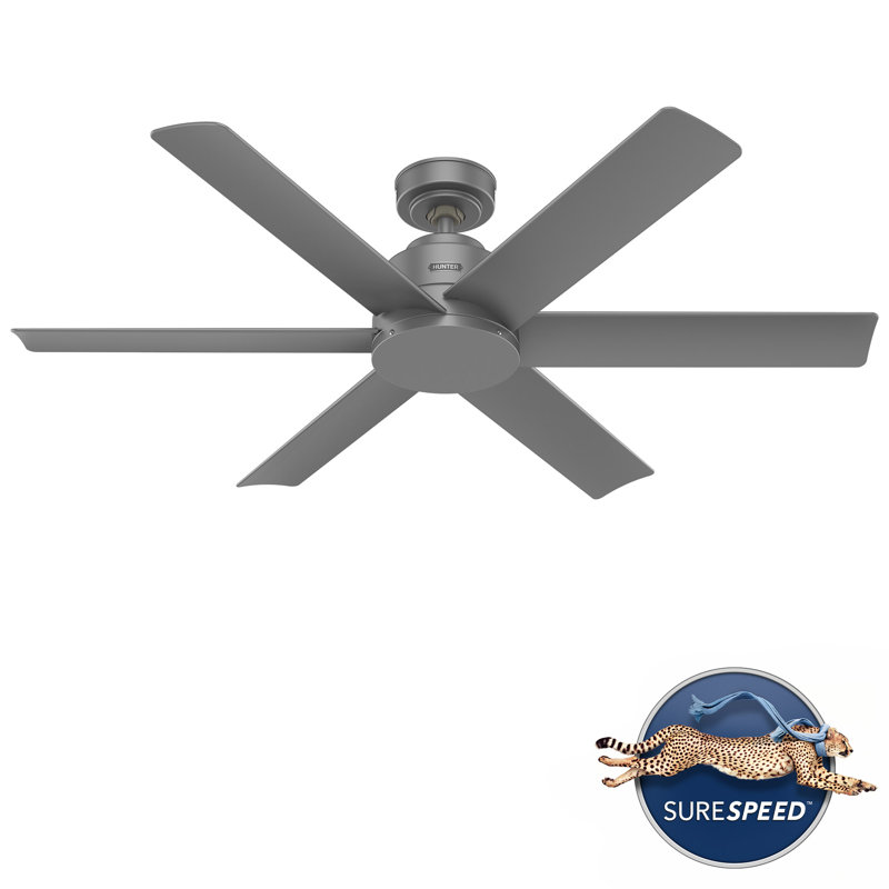 Kennicott 52" 6 - Blade Modern Outdoor / Indoor Ceiling Fan with Wall Control, Gray