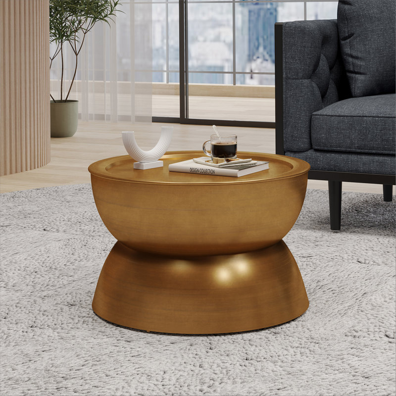 Metal Hammered Coffee Table, Gold