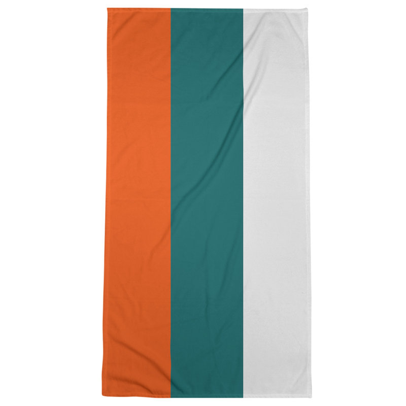 Bath Towel, Aqua/Orange/Off White