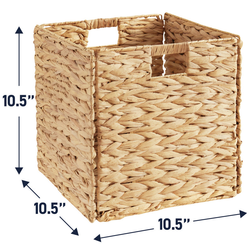 Ornavo Home Set of 8 Water Hyacinth Storage Cube Bin Basket, 10.5" x 10.5" x 10.5"