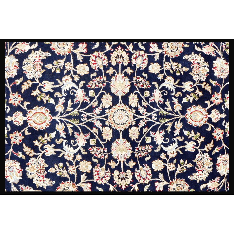 Walton Oriental Area Rug in White/Navy Blue