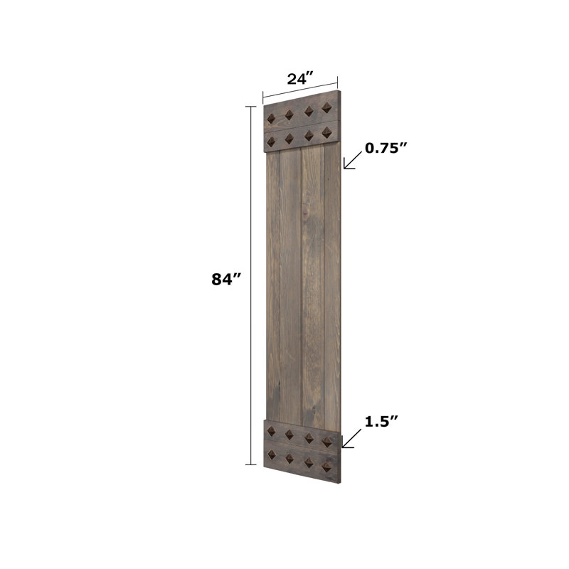 Porte de grange à panneaux et en bois avec quincaillerie d'installation, 48 po x 84 po, Gris fumé