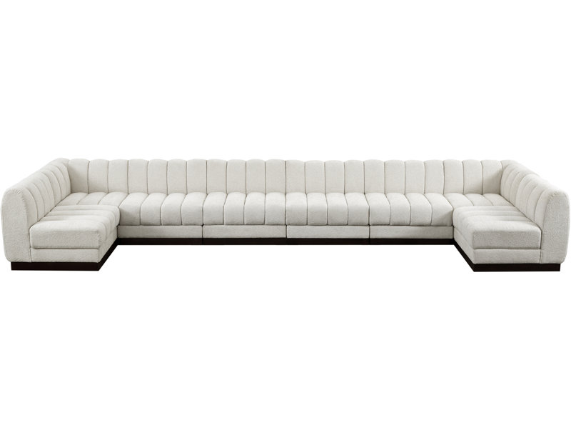 Canapé modulaire rembourré 8 pièces Quinn, Tissu chenille crème