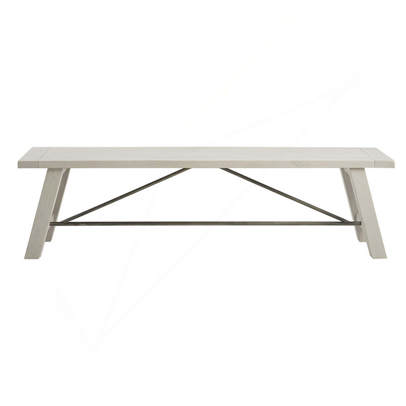 Wooden Frame Long Dining Bench, Reclaimed White