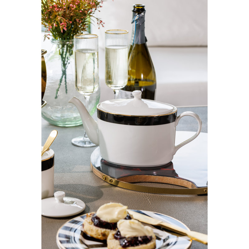 Mikasa Luxe Deco 4-Cup China Teapot, 1.1L, White