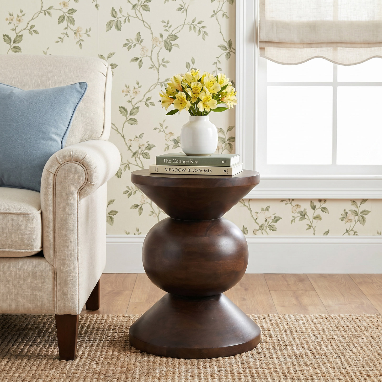 Isles Solid Wood Pedestal End Table