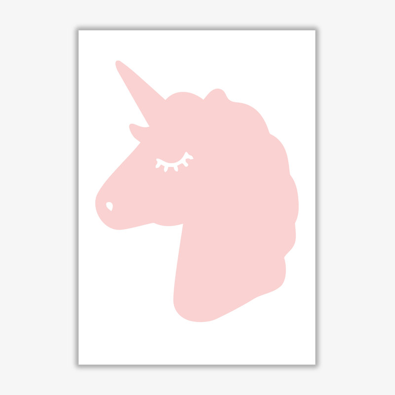 Pink Unicorn Head - Print, 60 cm H x 42 cm W x 1 cm D, No Frame