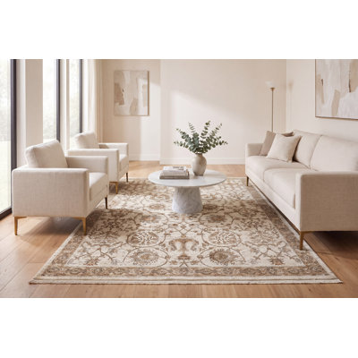 Tapis oriental crème en polyester Barryknoll