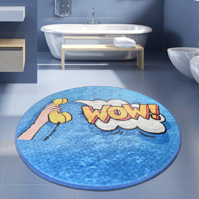 Antibacterial Non-Slip Bathmat, 39.4 Inches Diameter, 100% Polyester, 0.4 Inch Pile Height, 700 g/m² | Machine Washable, Easy Care | Ideal for Bathroom, Shower, and Spa Use, Soft and Durable Design