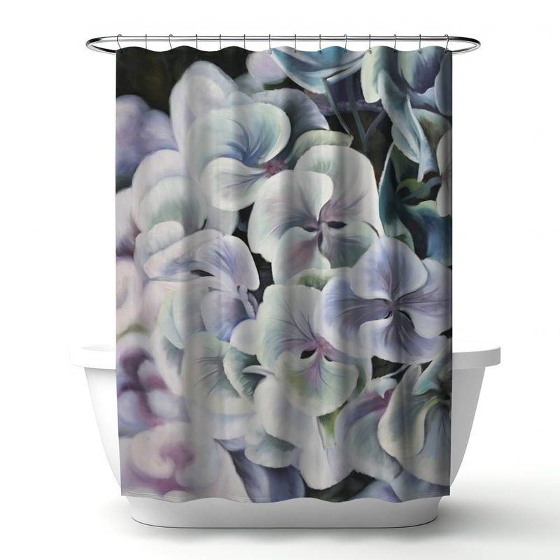 Floral – Polyester Shower Curtain, Dye Sublimation Print, 71" W × 74" L