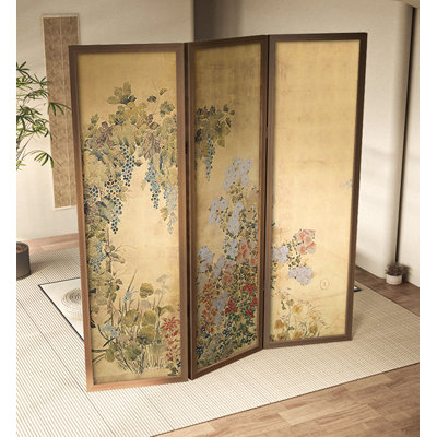 Nouveau paravent en pin de cèdre à motif de fleurs rétro style chinois