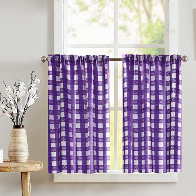 Poplin Tavern Gingham Checkered Cafe Tier Curtains