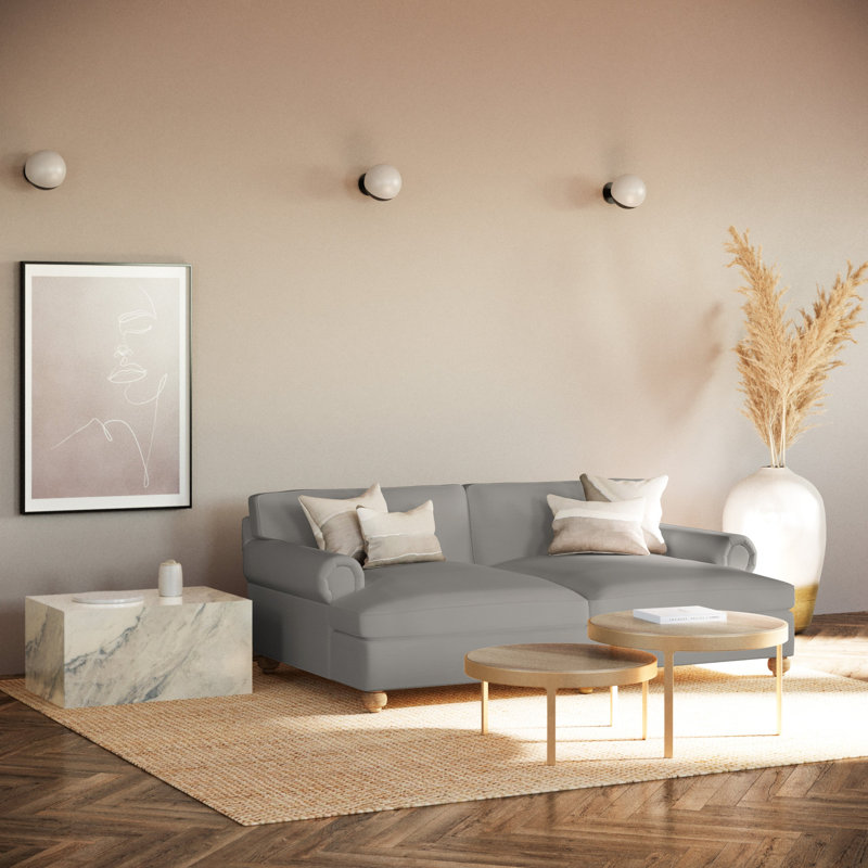 Leroy Rolled Panel-Arm Daybed with Bun Feet, Vintage Leather Blanc, Natural