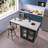 Marble island with telescopic dining table