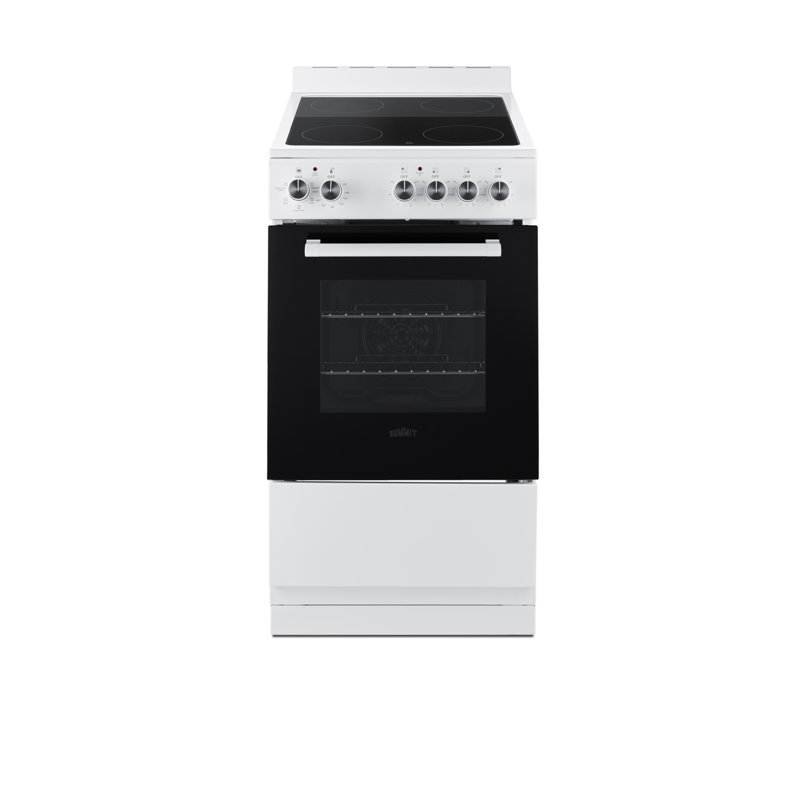 Summit Appliance 20" W Electric Smooth-Top Range, White/Black