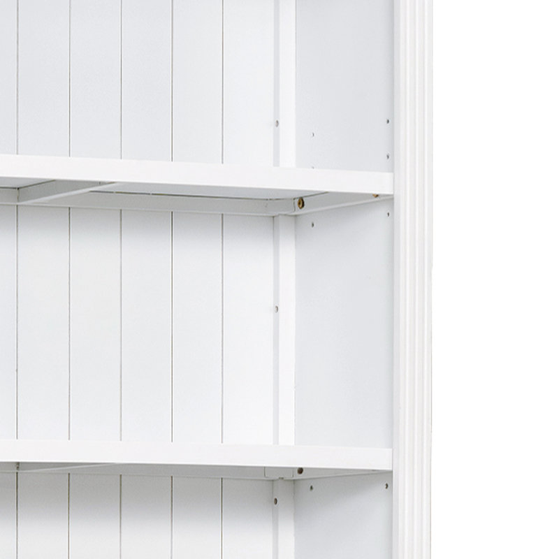 Bibliothèque de 83,4 po de hauteur en bois massif blanc avec éclairage à DEL, tablettes réglables et fonction de déversement pour bibliothèque de bureau moderne à 5 niveaux, bureau de rangement stable