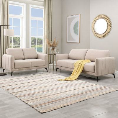 Chari 2 Piece Fabric Stationary Living Room Set