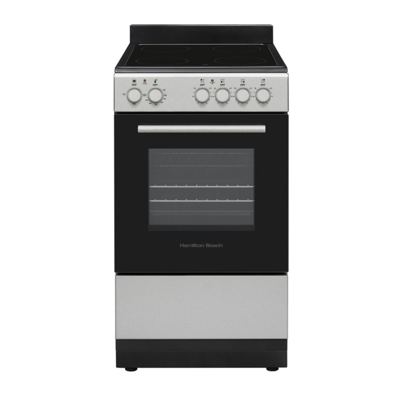 Hamilton Beach, cuisinière électrique 20 po, plateau en vitrocéramique, avec plateau peu profond, acier inoxydable