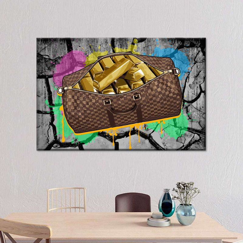 Impression sur toile de lingots d'or, H 26 po x l 39 po x P 1,25 po